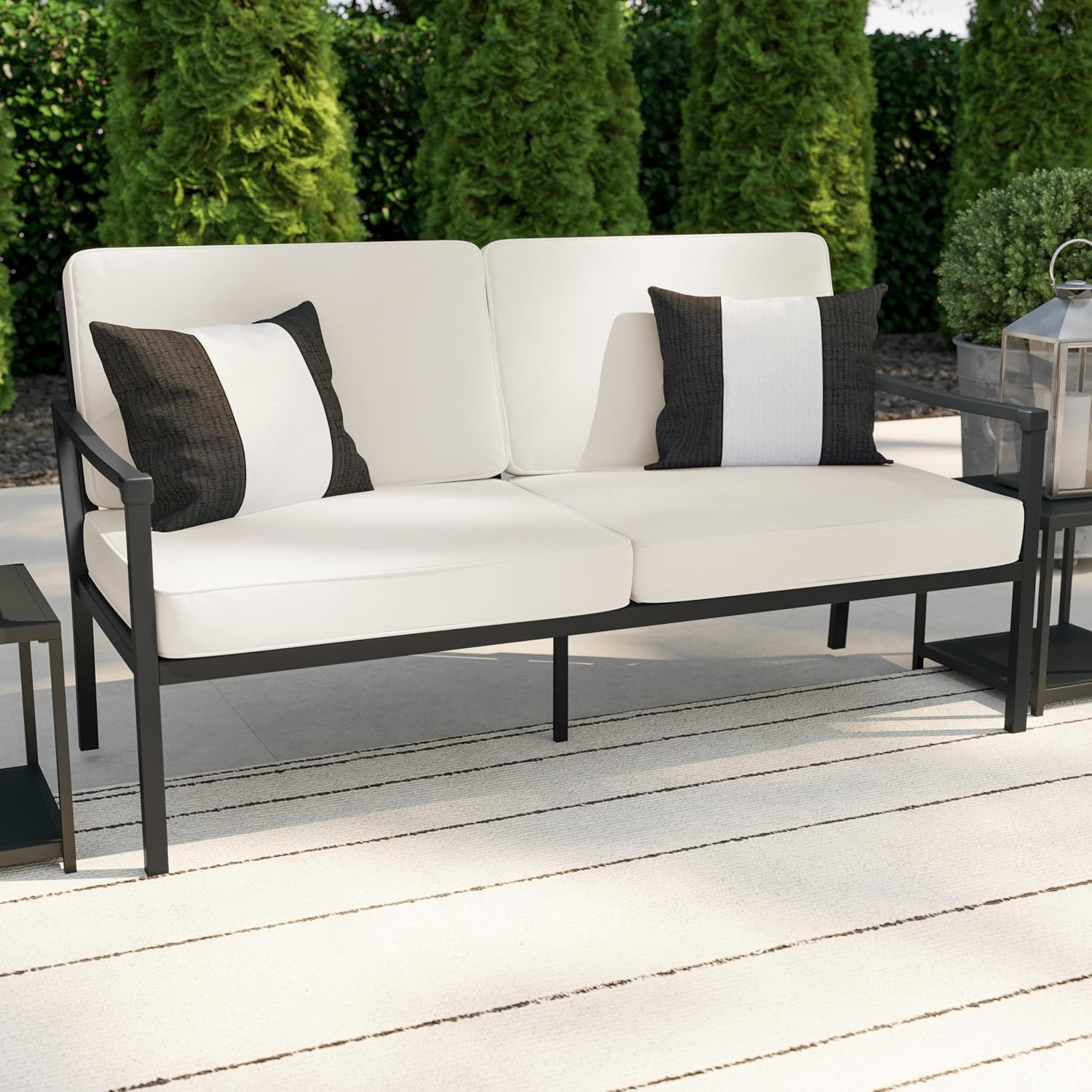 image:imageMartha Stewart Lily Pond IndoorOutdoor Patio Loveseat Black