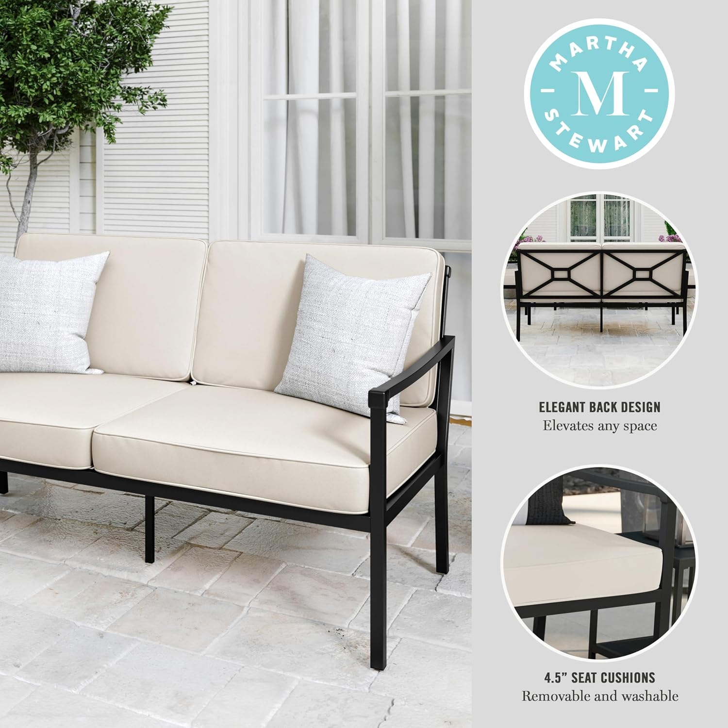 image:imageMartha Stewart Lily Pond IndoorOutdoor Patio Loveseat Black