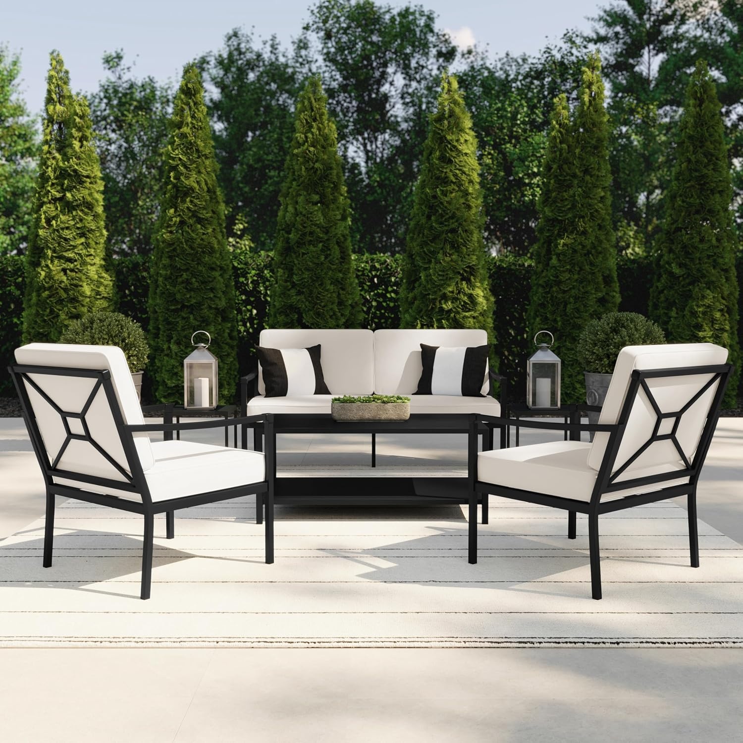 image:imageMartha Stewart Lily Pond IndoorOutdoor Patio Loveseat Black