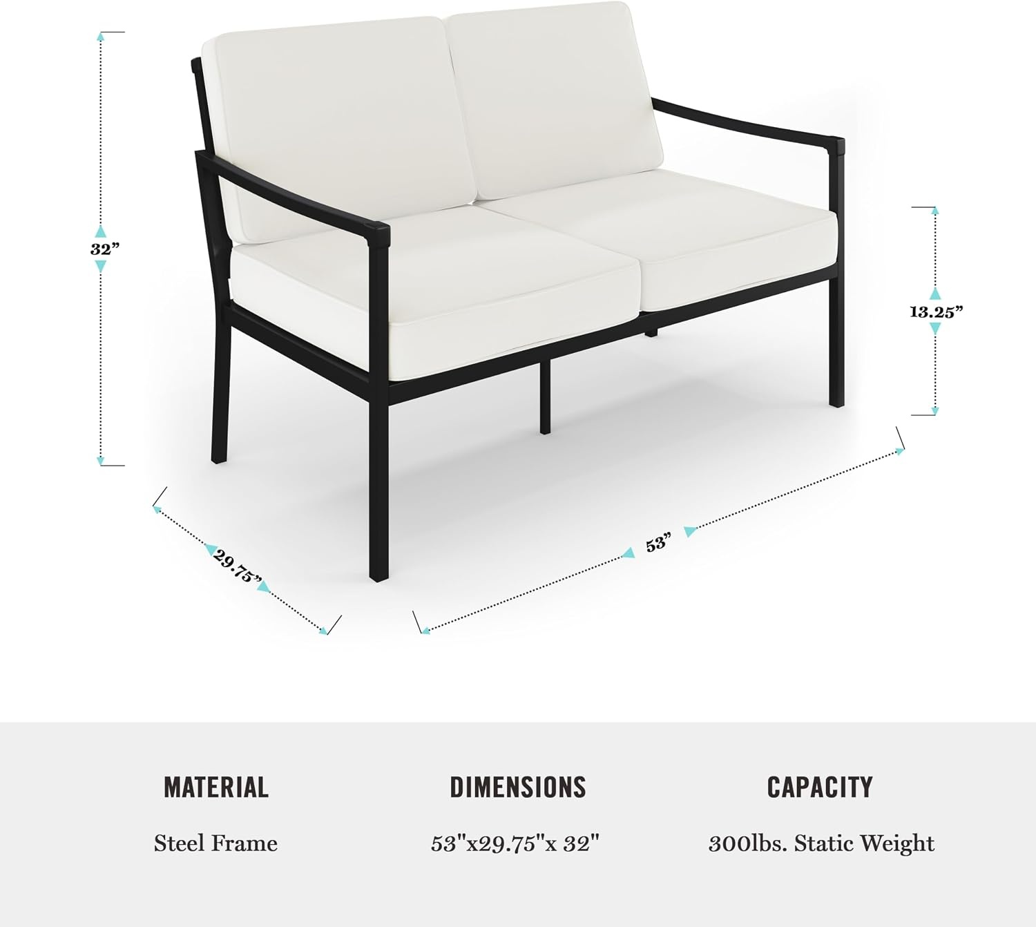 image:imageMartha Stewart Lily Pond IndoorOutdoor Patio Loveseat Black