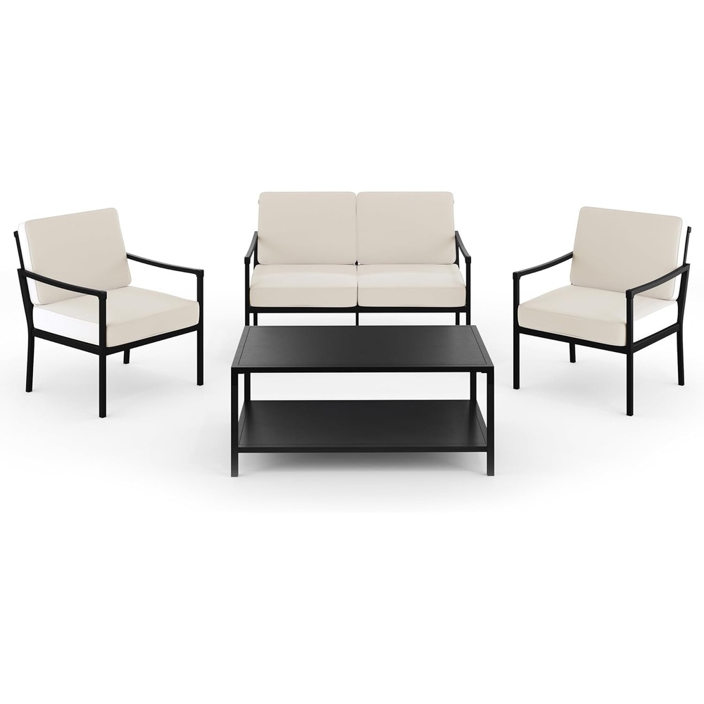 image:imageMartha Stewart Lily Pond 4Piece IndoorOutdoor Conversation Set Black