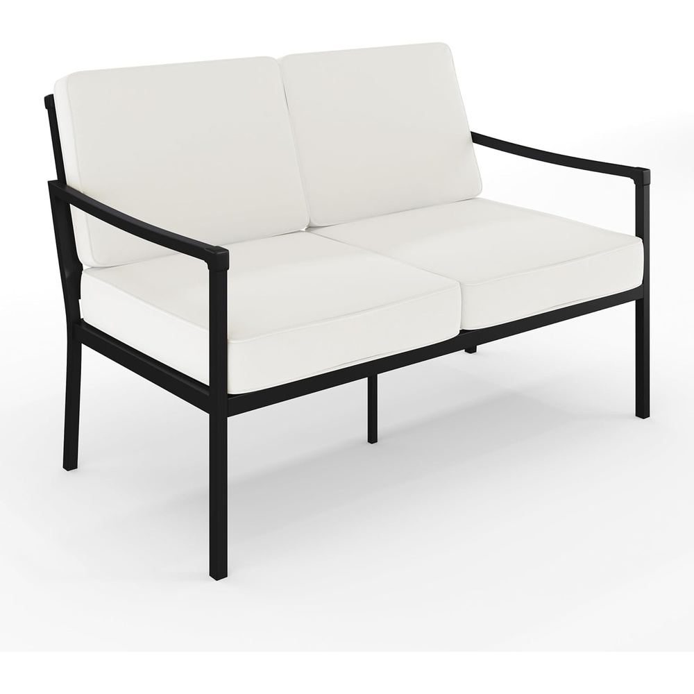 image:imageMartha Stewart Lily Pond IndoorOutdoor Patio Loveseat Black