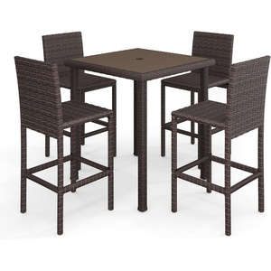 Martha Stewart Bedford 5-Piece Patio Bar Set, Brown(Brown)