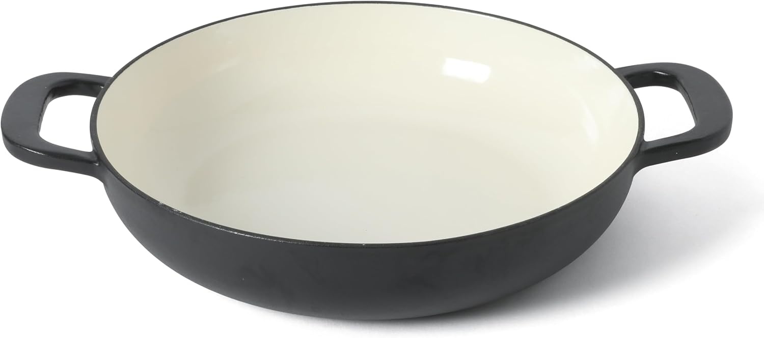 image:imageMartha Stewart Gatwick Enameled Cast Iron Braiser with Lid 35Quart Braiser Pan for Stovetop amp Oven Cast Iron Braising Pan with Gold Knob Matte BlackMatte Black w Gold Knob