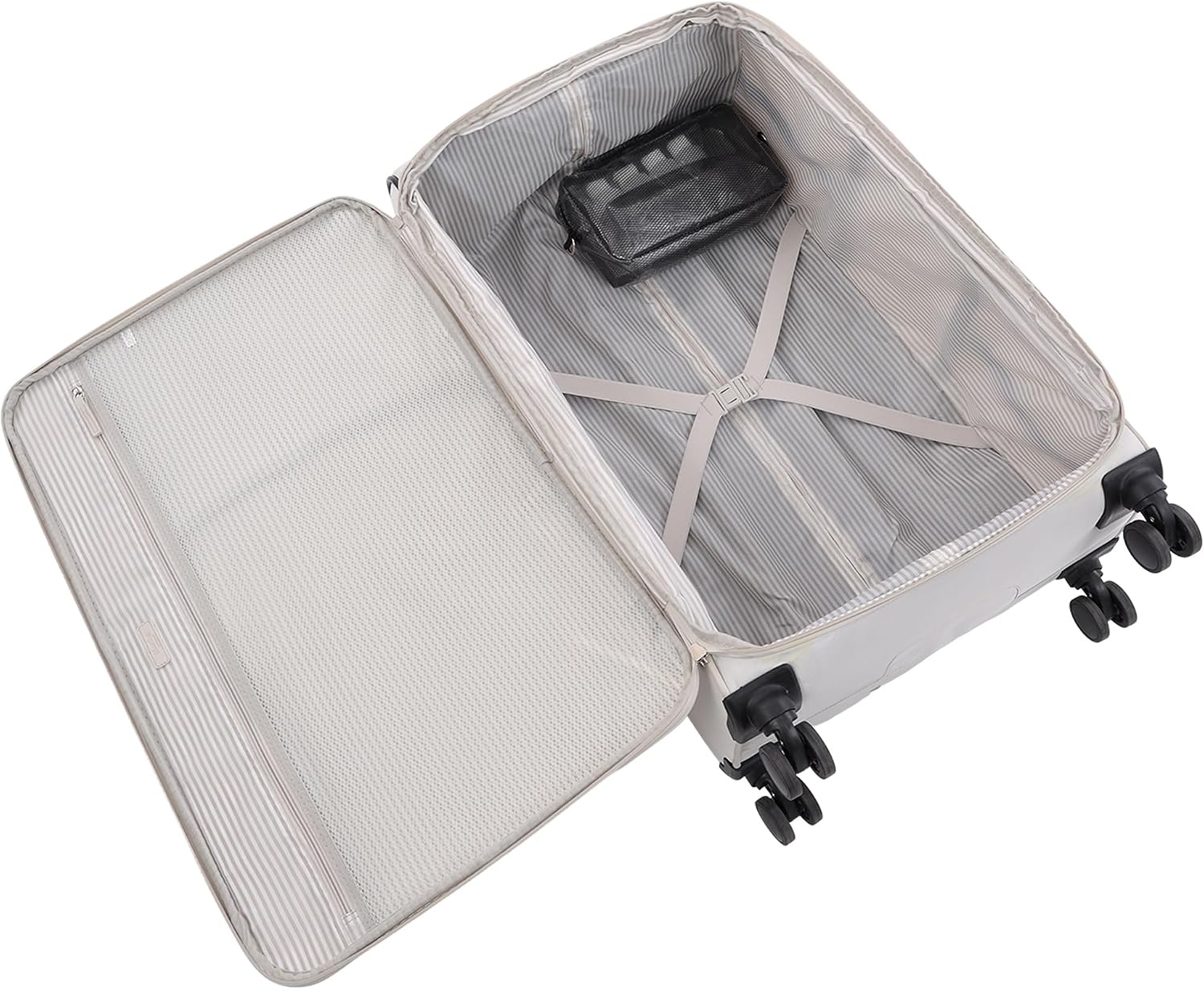 image:imageMartha Stewart Softside Checked Luggage 31 Extra Large Expandable Suitcase Large Checked Bag with Organized Interior amp 360 Spinner Wheels Light GrayLight Grey