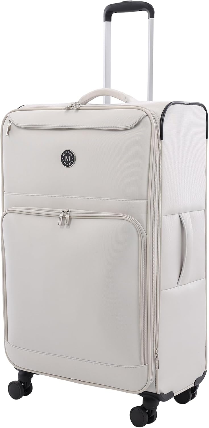 image:imageMartha Stewart Softside Checked Luggage 31 Extra Large Expandable Suitcase Large Checked Bag with Organized Interior amp 360 Spinner Wheels Light GrayLight Grey