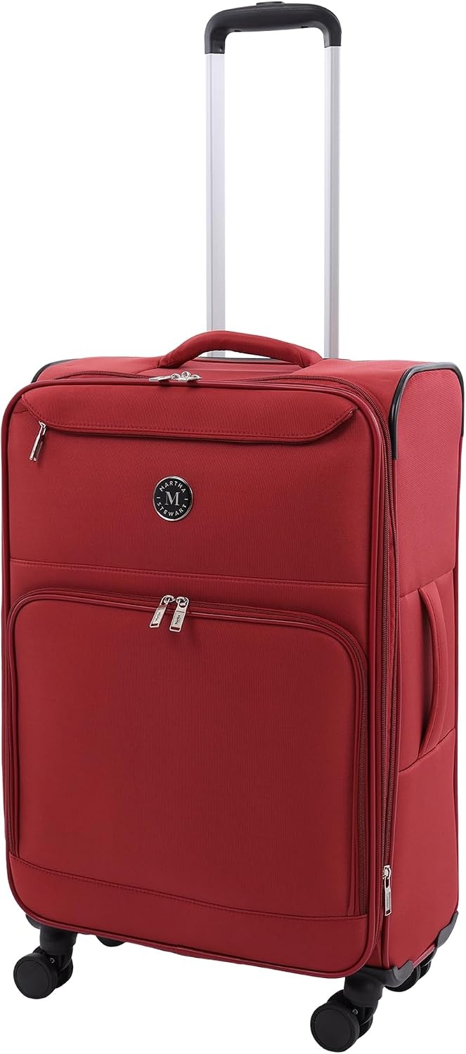 image:imageMartha Stewart Softside Checked Luggage 31 Extra Large Expandable Suitcase Large Checked Bag with Organized Interior amp 360 Spinner Wheels Light GrayTerra Cotta