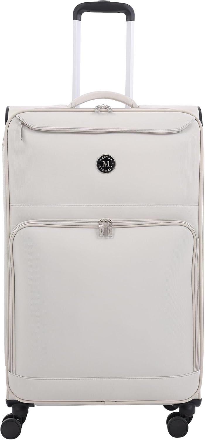 image:imageMartha Stewart Softside Checked Luggage 31 Extra Large Expandable Suitcase Large Checked Bag with Organized Interior amp 360 Spinner Wheels Light GrayLight Grey