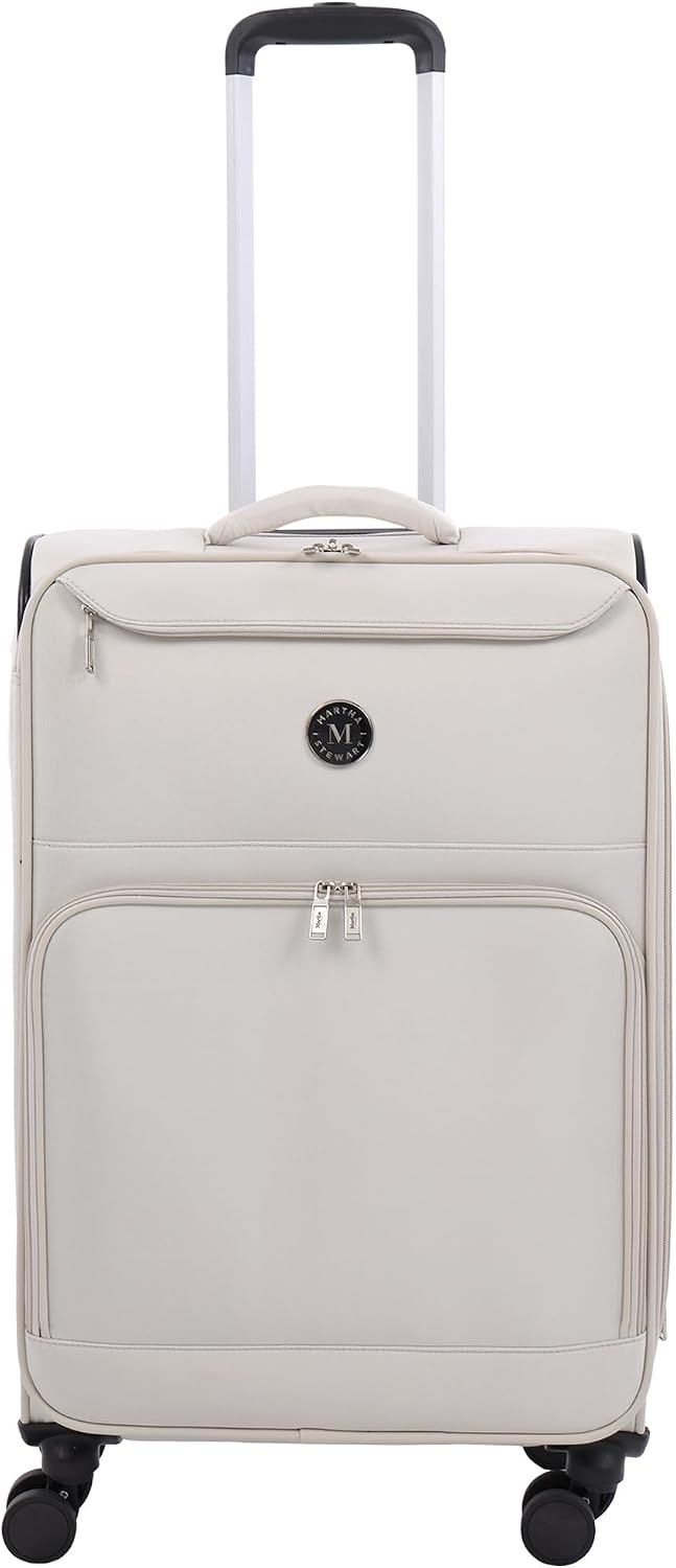 image:imageMartha Stewart Softside Checked Luggage 31 Extra Large Expandable Suitcase Large Checked Bag with Organized Interior amp 360 Spinner Wheels Light GrayLight Grey