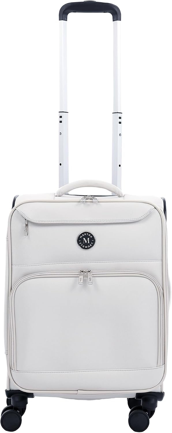 image:imageMartha Stewart Softside Checked Luggage 31 Extra Large Expandable Suitcase Large Checked Bag with Organized Interior amp 360 Spinner Wheels Light GrayLight Grey