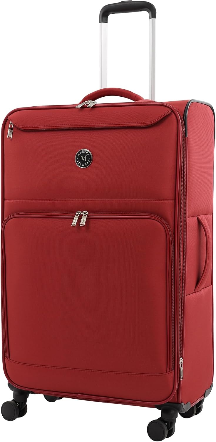 image:imageMartha Stewart Softside Checked Luggage 31 Extra Large Expandable Suitcase Large Checked Bag with Organized Interior amp 360 Spinner Wheels Light GrayTerra Cotta