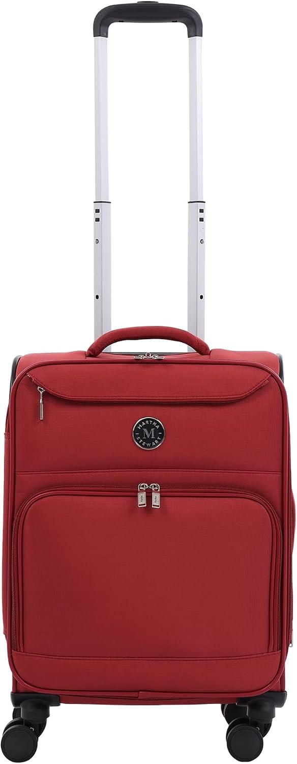 image:imageMartha Stewart Softside Checked Luggage 31 Extra Large Expandable Suitcase Large Checked Bag with Organized Interior amp 360 Spinner Wheels Light GrayTerra Cotta