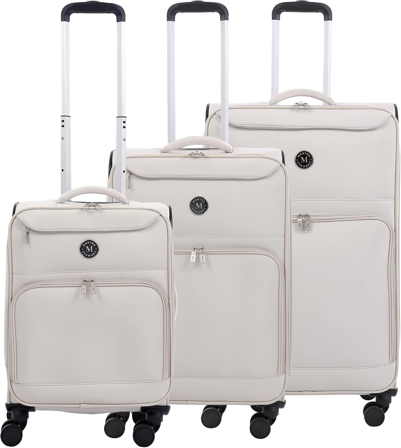 image:imageMartha Stewart Softside Checked Luggage 31 Extra Large Expandable Suitcase Large Checked Bag with Organized Interior amp 360 Spinner Wheels Light GrayLight Grey