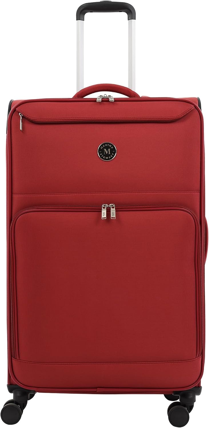 image:imageMartha Stewart Softside Checked Luggage 31 Extra Large Expandable Suitcase Large Checked Bag with Organized Interior amp 360 Spinner Wheels Light GrayTerra Cotta