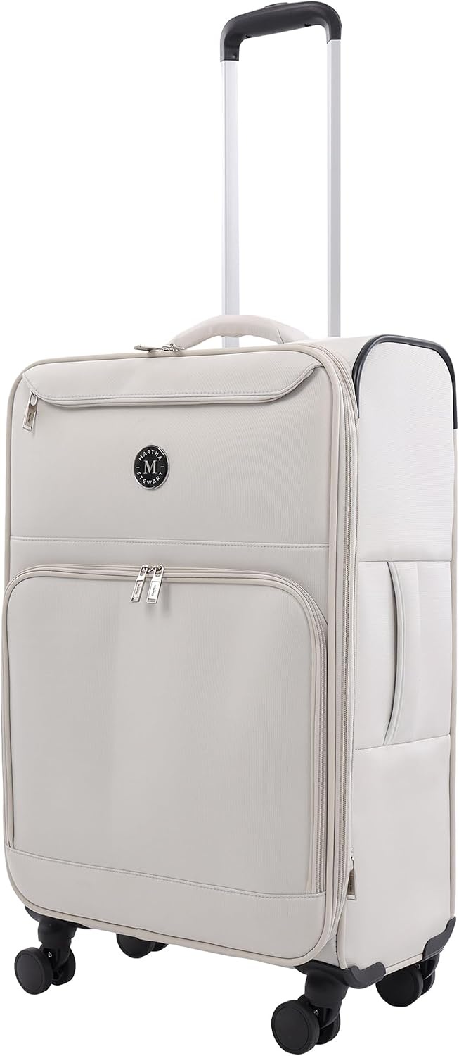 image:imageMartha Stewart Softside Checked Luggage 31 Extra Large Expandable Suitcase Large Checked Bag with Organized Interior amp 360 Spinner Wheels Light GrayLight Grey