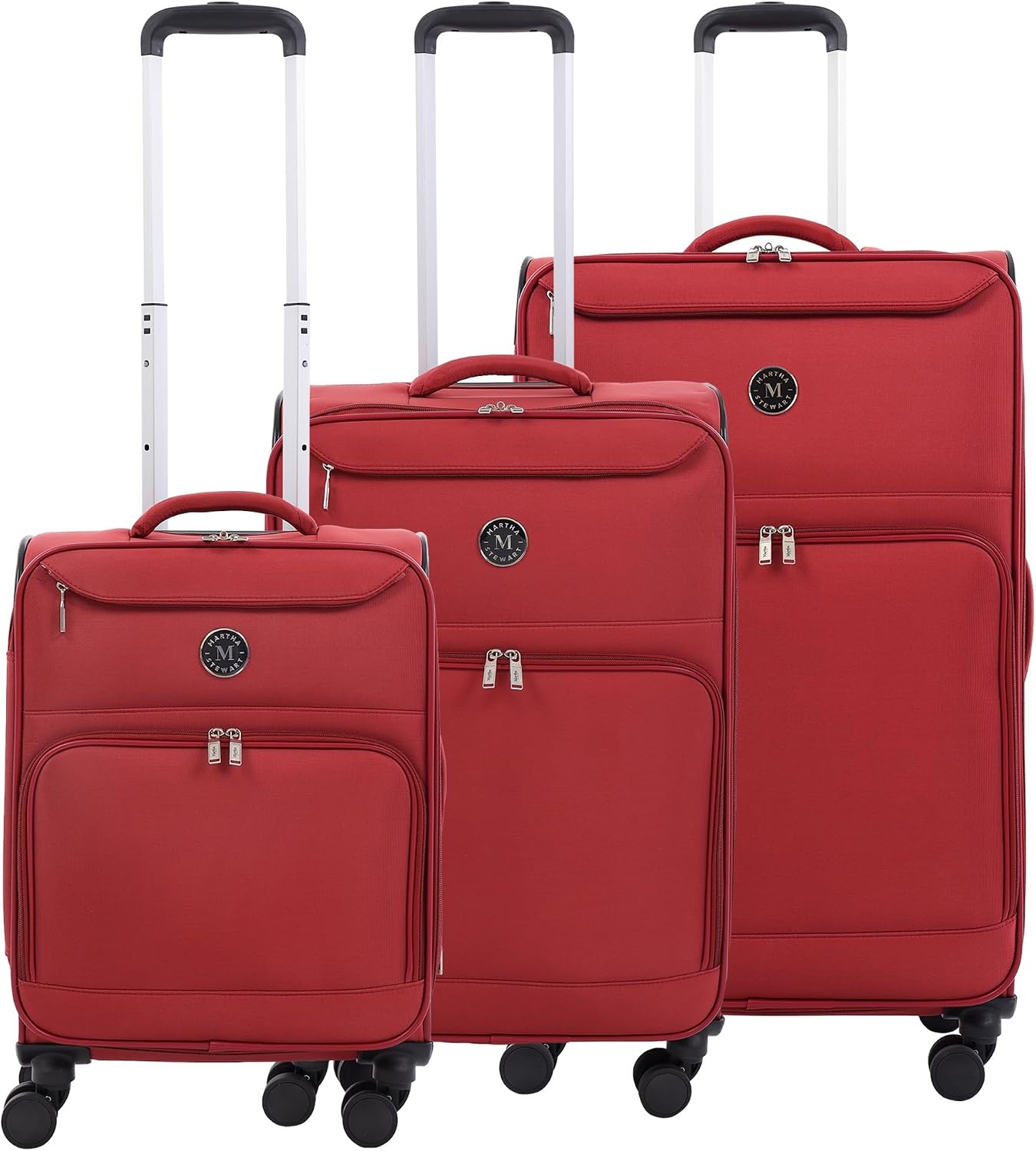 image:imageMartha Stewart Softside Checked Luggage 31 Extra Large Expandable Suitcase Large Checked Bag with Organized Interior amp 360 Spinner Wheels Light GrayTerra Cotta