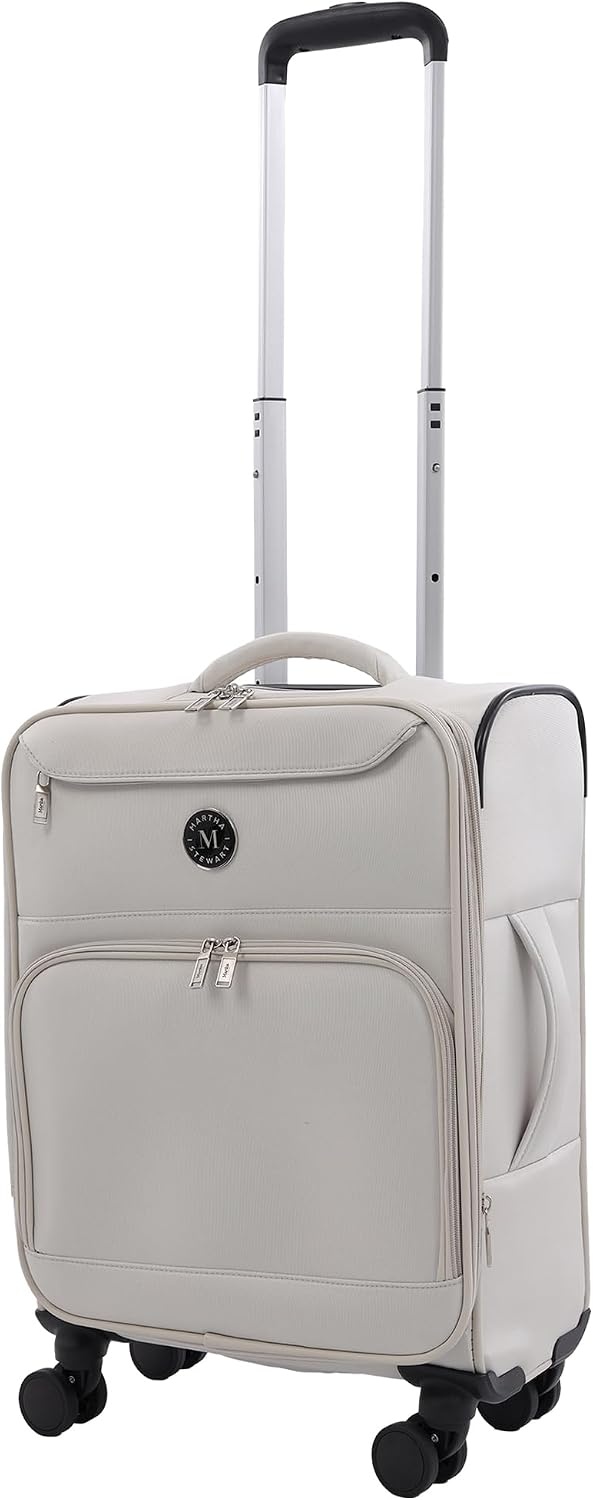 image:imageMartha Stewart Softside Checked Luggage 31 Extra Large Expandable Suitcase Large Checked Bag with Organized Interior amp 360 Spinner Wheels Light GrayLight Grey