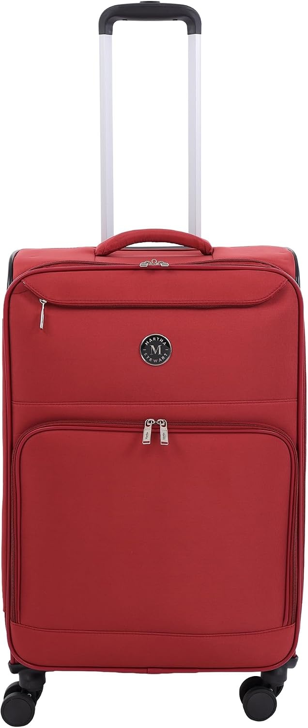 image:imageMartha Stewart Softside Checked Luggage 31 Extra Large Expandable Suitcase Large Checked Bag with Organized Interior amp 360 Spinner Wheels Light GrayTerra Cotta