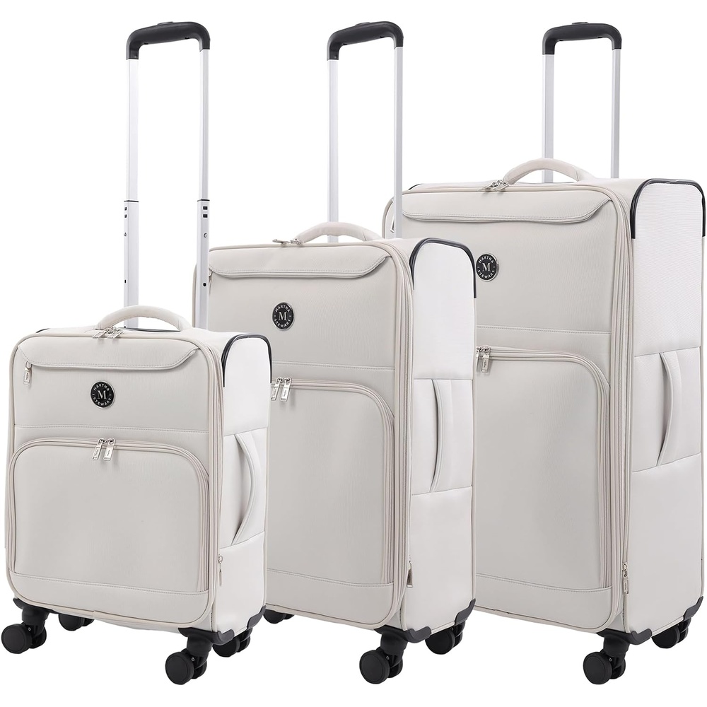 image:imageMartha Stewart Softside Checked Luggage 31 Extra Large Expandable Suitcase Large Checked Bag with Organized Interior amp 360 Spinner Wheels Light GrayLight Grey