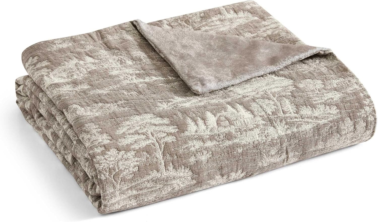 image:imageMartha Stewart Reversible Plush Throw Blanket for Bed or Couch 50x70Farmhouse Toile Brown