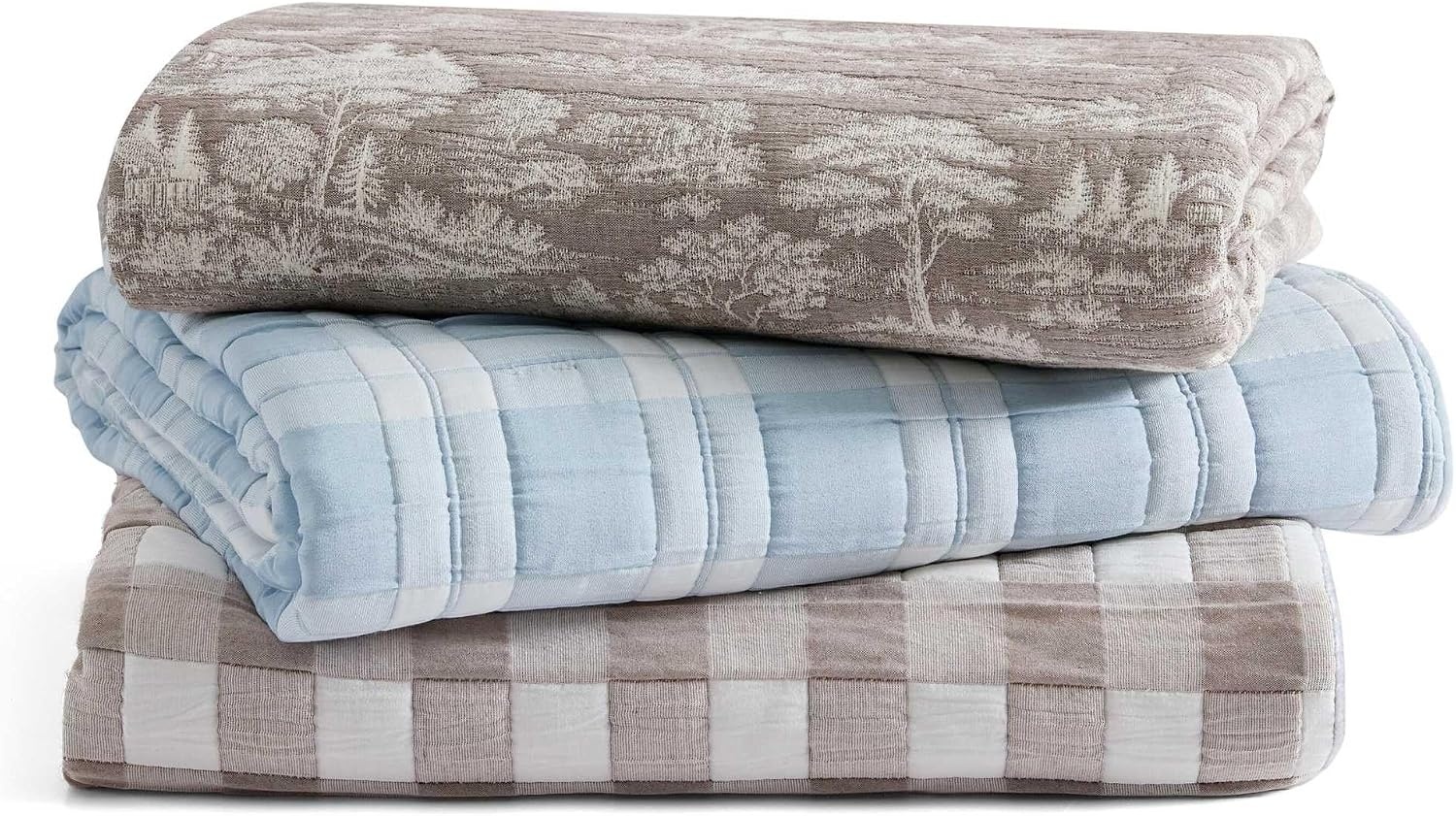 image:imageMartha Stewart Reversible Plush Throw Blanket for Bed or Couch 50x70Farmhouse Toile Brown