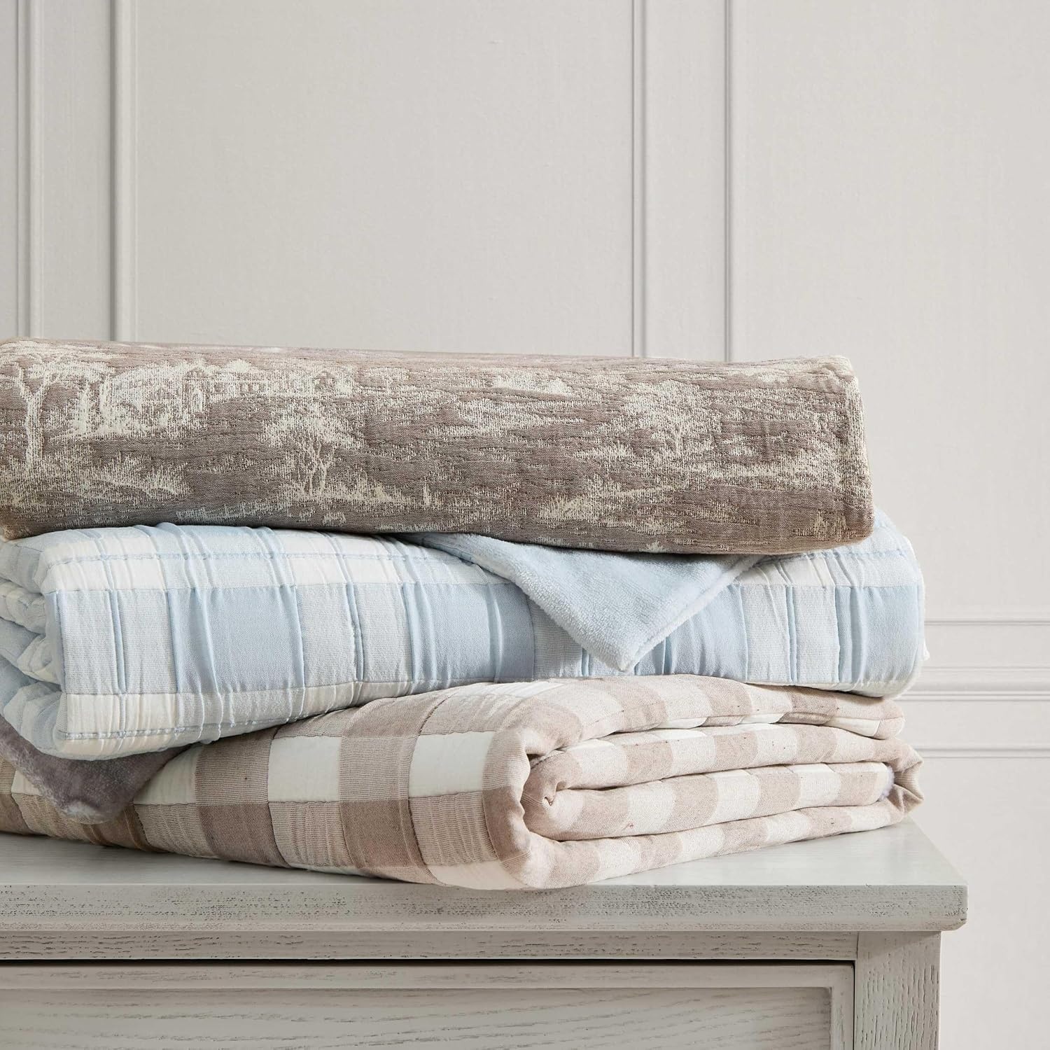 image:imageMartha Stewart Reversible Plush Throw Blanket for Bed or Couch 50x70Rory Plaid Blue