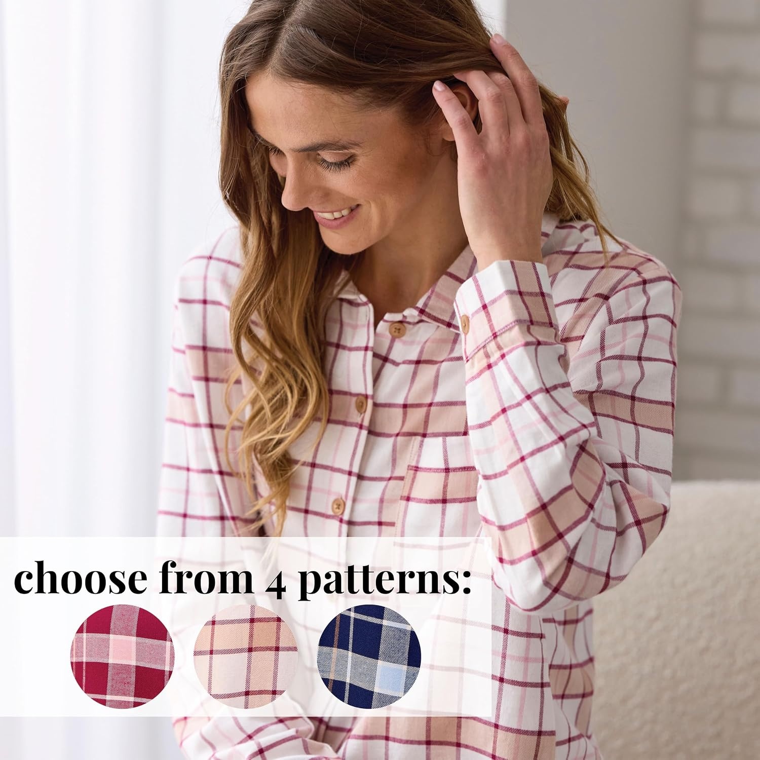 image:imageMartha Stewart Pajamas Womens 2 Piece PJ Sets Soft Luxury Loungewear for Home or GiftCoconutPink Flannel