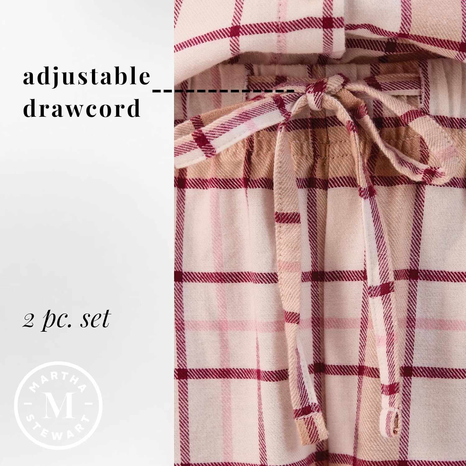 image:imageMartha Stewart Pajamas Womens 2 Piece PJ Sets Soft Luxury Loungewear for Home or GiftCoconutPink Flannel