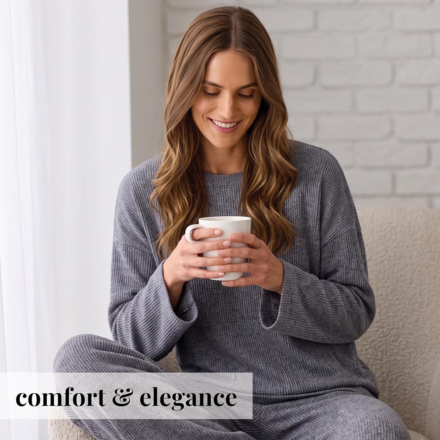image:imageMartha Stewart Pajamas Womens 2 Piece PJ Sets Soft Luxury Loungewear for Home or GiftGrey Melange