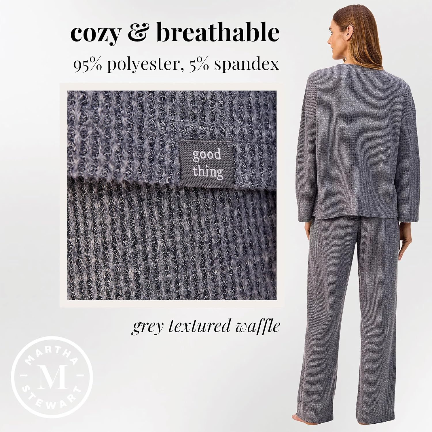image:imageMartha Stewart Pajamas Womens 2 Piece PJ Sets Soft Luxury Loungewear for Home or GiftGrey Melange