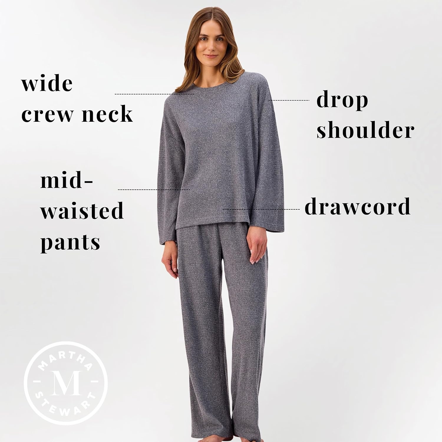 image:imageMartha Stewart Pajamas Womens 2 Piece PJ Sets Soft Luxury Loungewear for Home or GiftGrey Melange