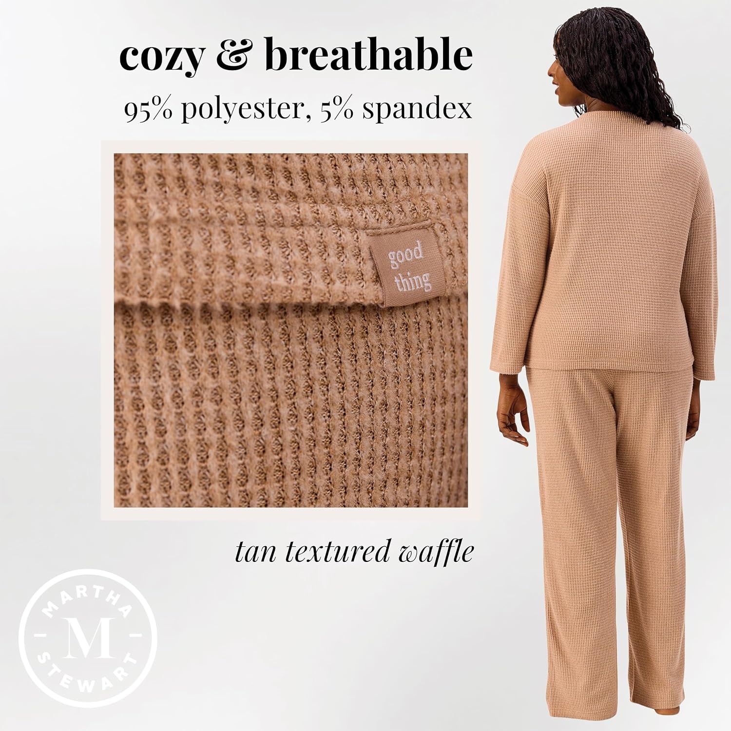 image:imageMartha Stewart Pajamas Womens 2 Piece PJ Sets Soft Luxury Loungewear for Home or GiftTan Melange