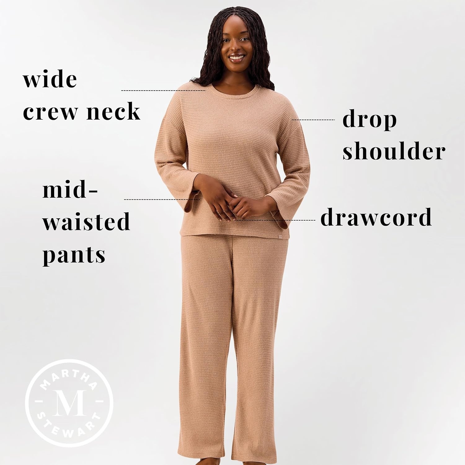image:imageMartha Stewart Pajamas Womens 2 Piece PJ Sets Soft Luxury Loungewear for Home or GiftTan Melange