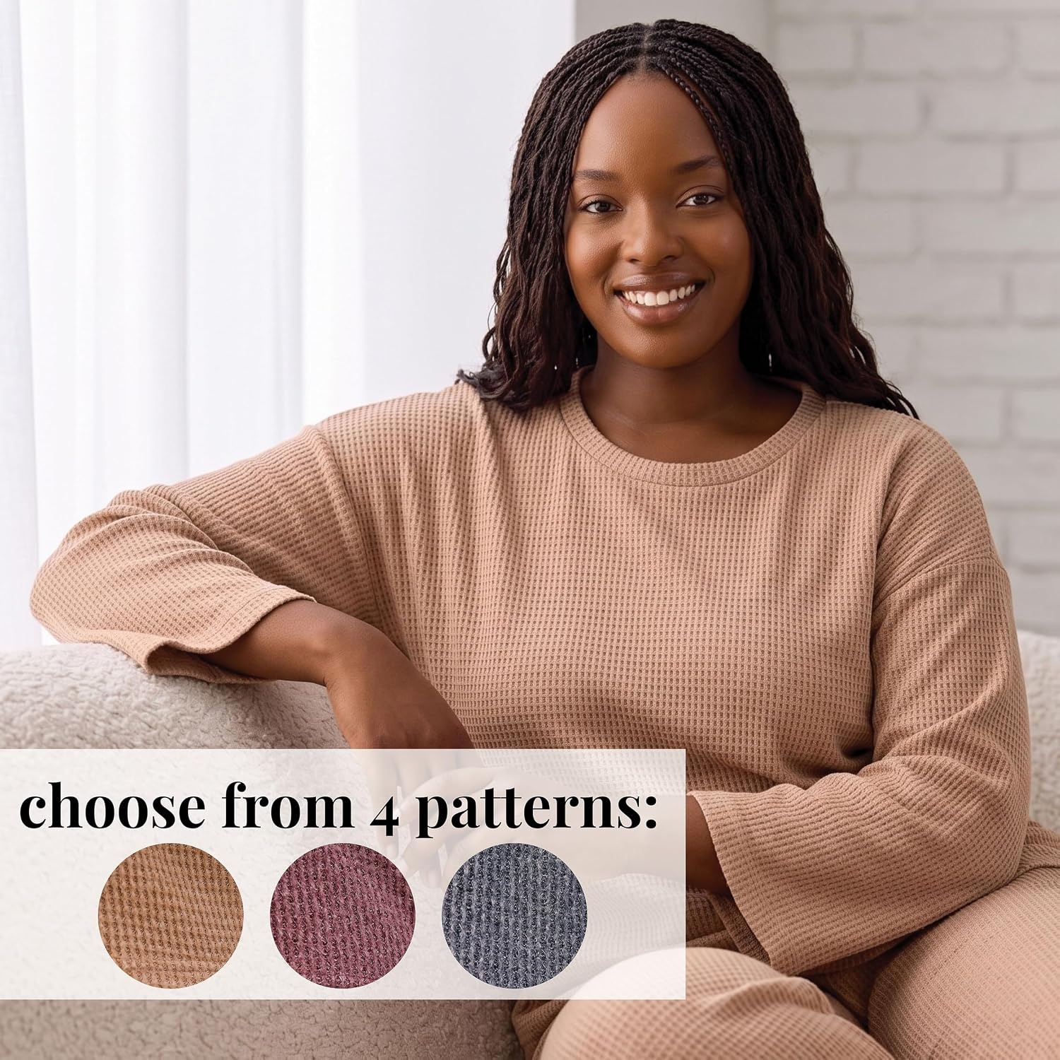 image:imageMartha Stewart Pajamas Womens 2 Piece PJ Sets Soft Luxury Loungewear for Home or GiftTan Melange