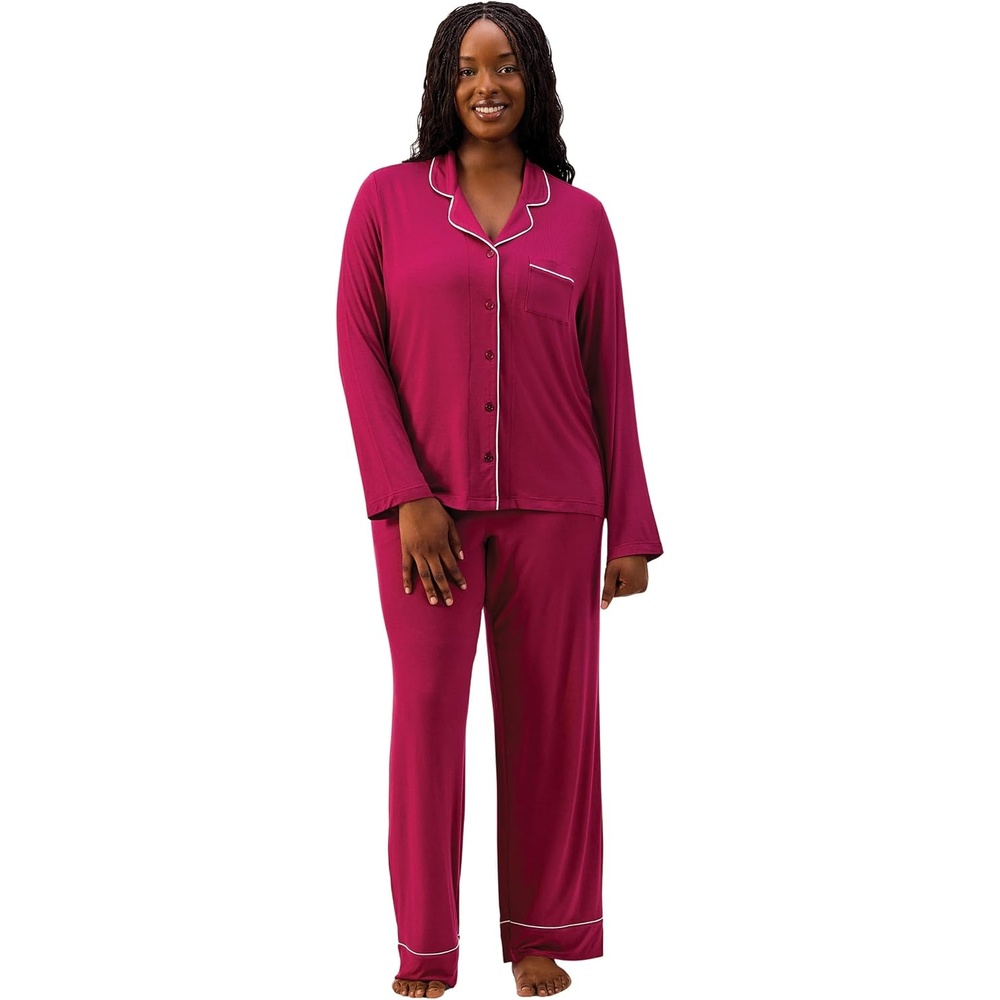 image:imageMartha Stewart Pajamas  Womens 2 Piece PJ Sets  Soft Luxury Loungewear for Home or GiftRed Plum Solid