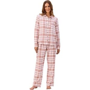 Martha Stewart Pajamas | Women’s 2 Piece PJ Sets | Soft, Luxury Loungewear for Home or Gift(Coconut/Pink Flannel)