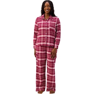 Martha Stewart Pajamas | Women’s 2 Piece PJ Sets | Soft, Luxury Loungewear for Home or Gift(Red Plaid Flannel)