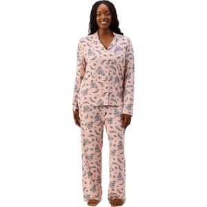 Martha Stewart Pajamas | Women’s 2 Piece PJ Sets | Soft, Luxury Loungewear for Home or Gift(Sand/Blue Paisley)