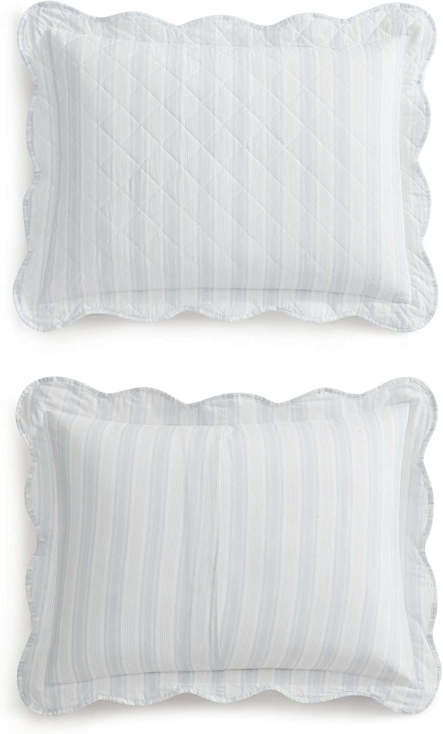image:imageMartha Stewart Queen Quilt Set with Shams Reversible Floral BeddingTate Stripe Blue