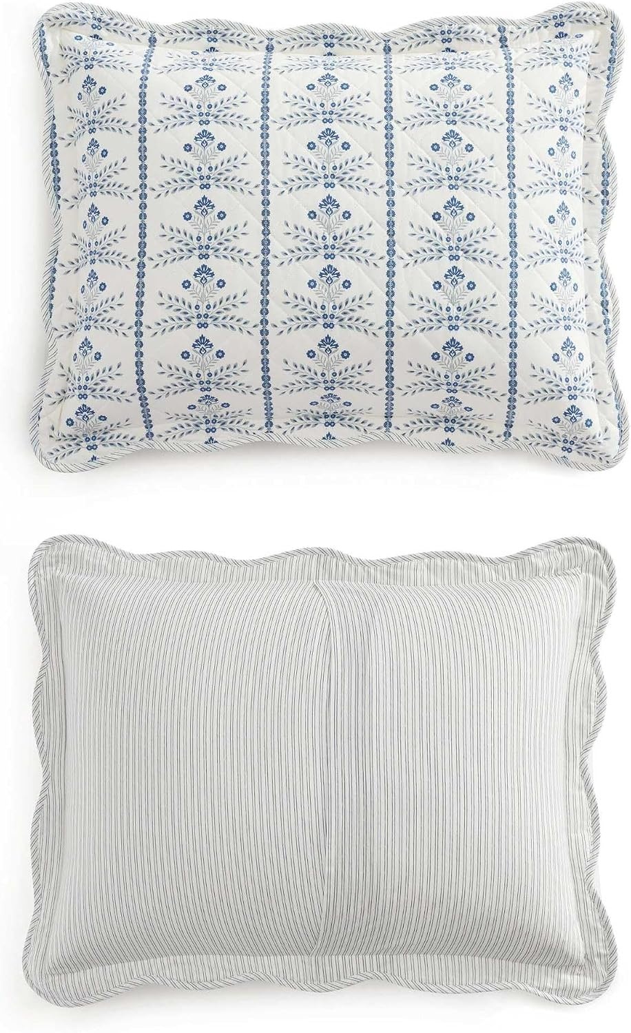 image:imageMartha Stewart Queen Quilt Set with Shams Reversible Floral BeddingWilla Penelope Blue