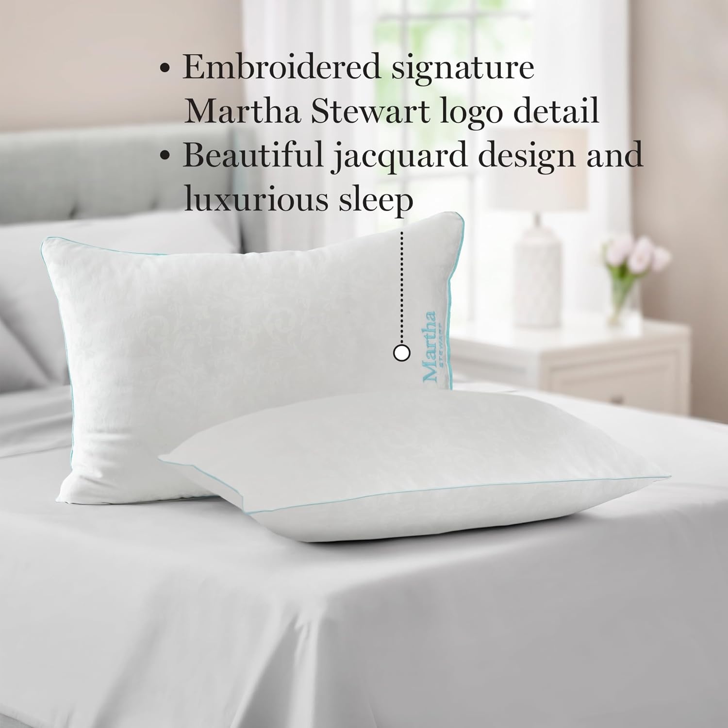 image:imageMartha Stewart Down Alternative Pillow StomachBackSide King 2Pack