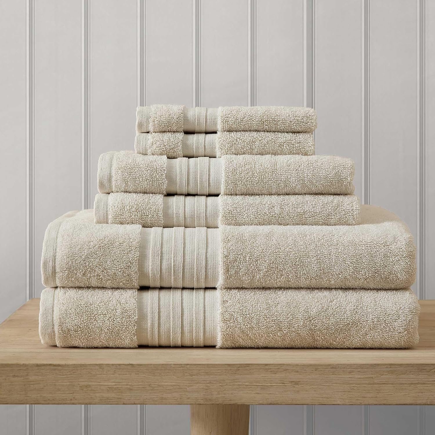 image:imageMartha Stewart Soft Cotton Washcloth Hand amp Bath Towel Set 6 PackSkyland Manor Beige