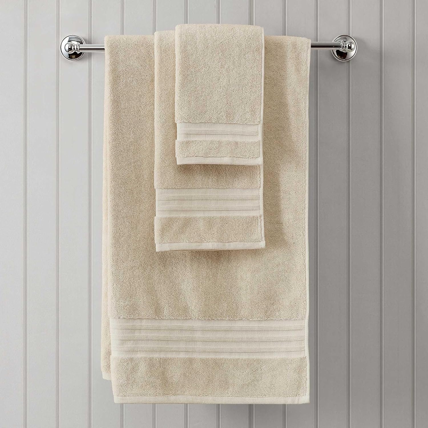 image:imageMartha Stewart Soft Cotton Washcloth Hand amp Bath Towel Set 6 PackSkyland Manor Beige