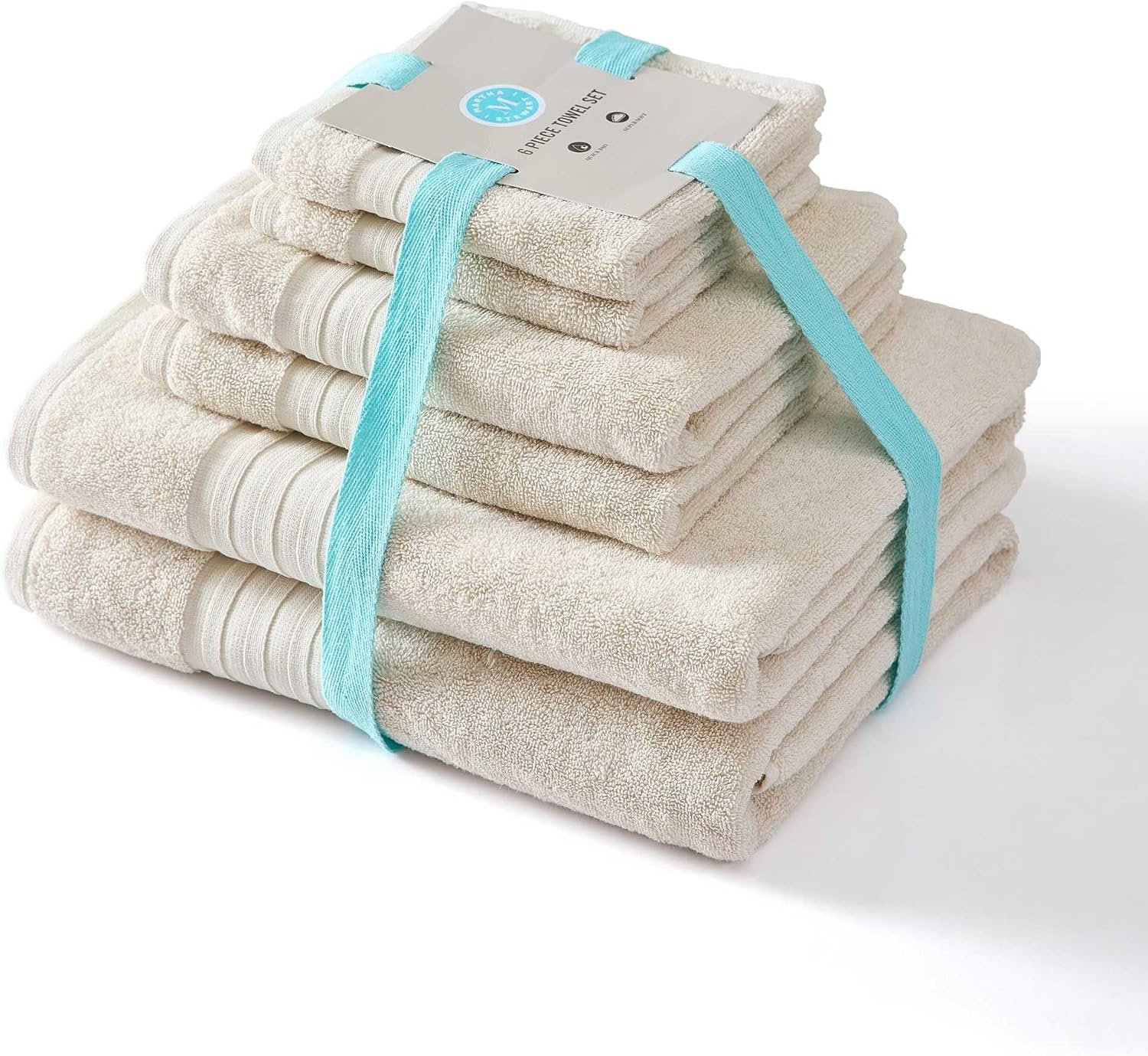 image:imageMartha Stewart Soft Cotton Washcloth Hand amp Bath Towel Set 6 PackSkyland Manor Beige