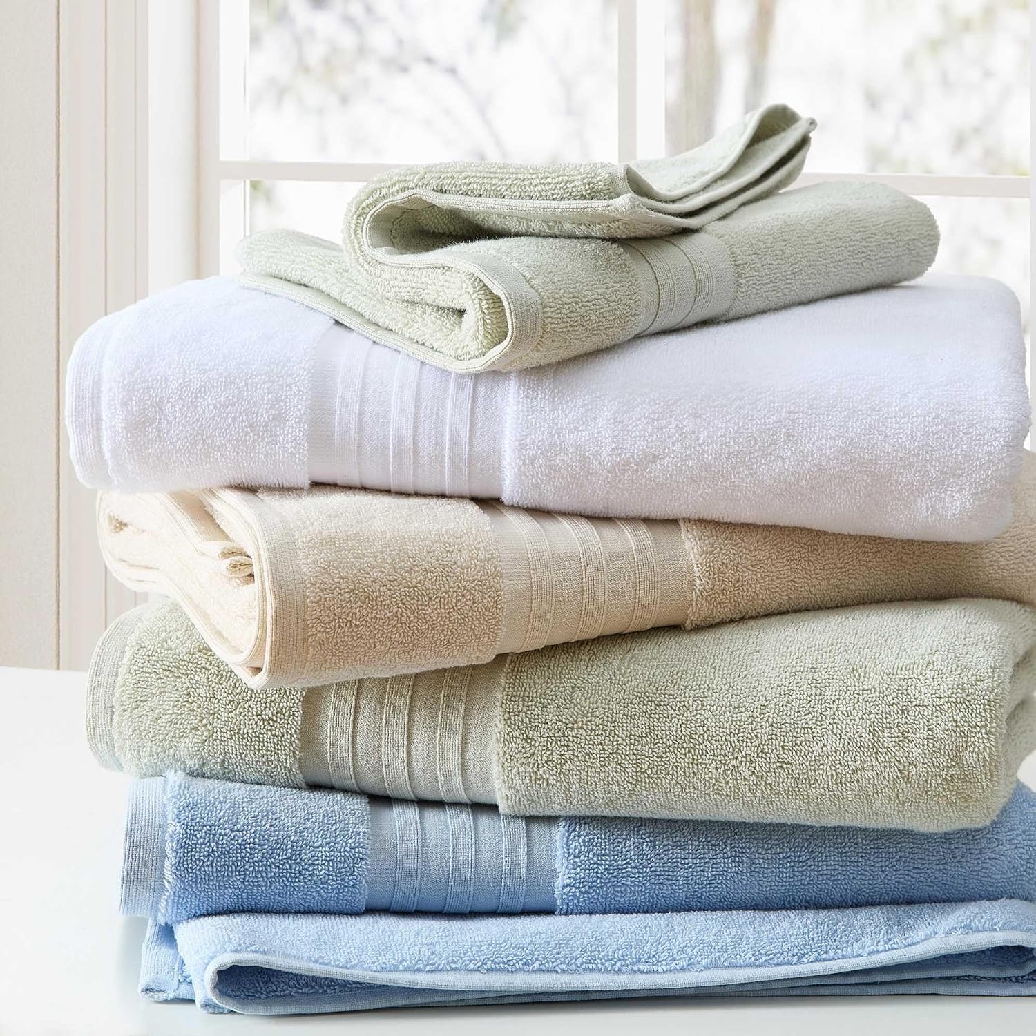 image:imageMartha Stewart Soft Cotton Washcloth Hand amp Bath Towel Set 6 PackSkyland Manor Blue