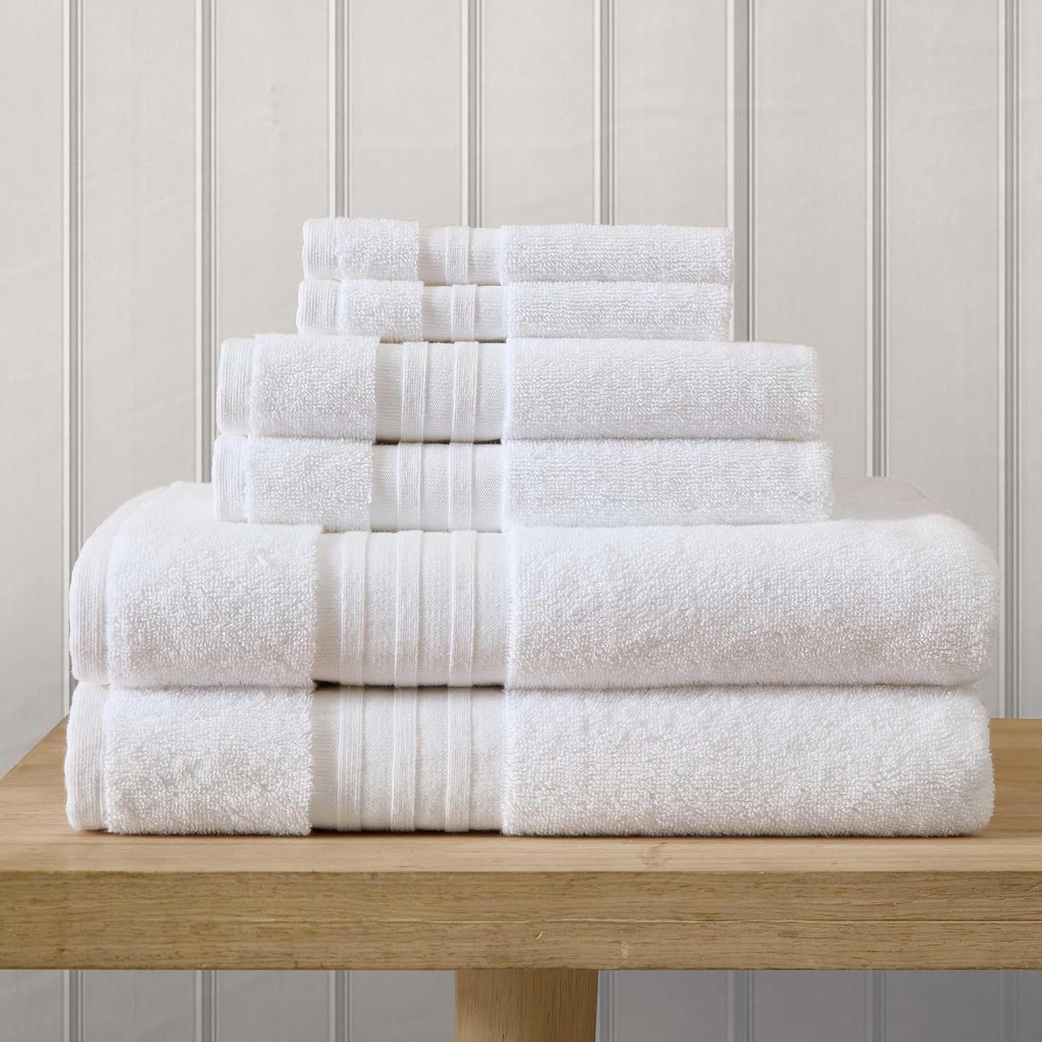 image:imageMartha Stewart Soft Cotton Washcloth Hand amp Bath Towel Set 6 PackSkyland Manor White