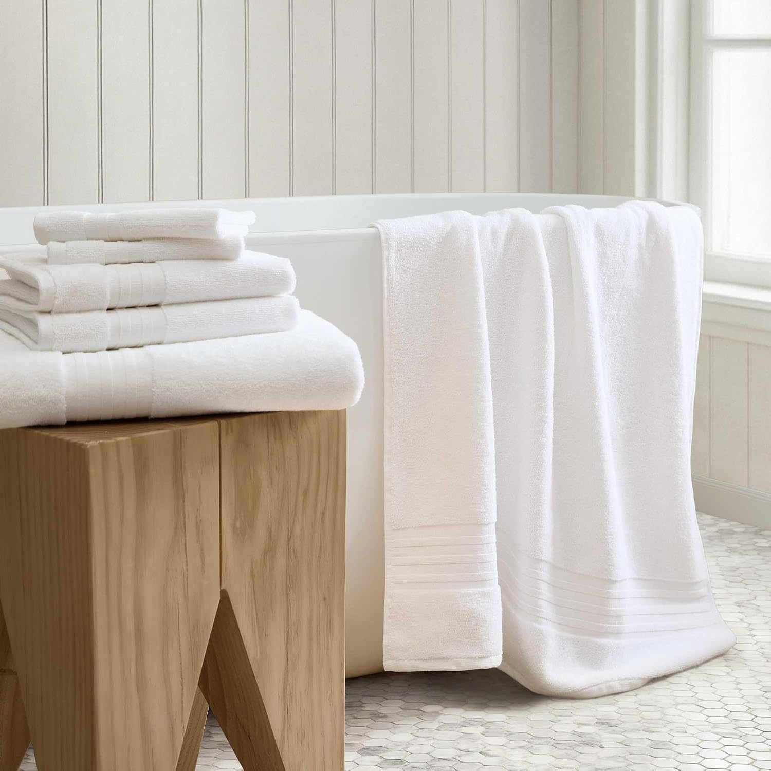 image:imageMartha Stewart Soft Cotton Washcloth Hand amp Bath Towel Set 6 PackSkyland Manor White