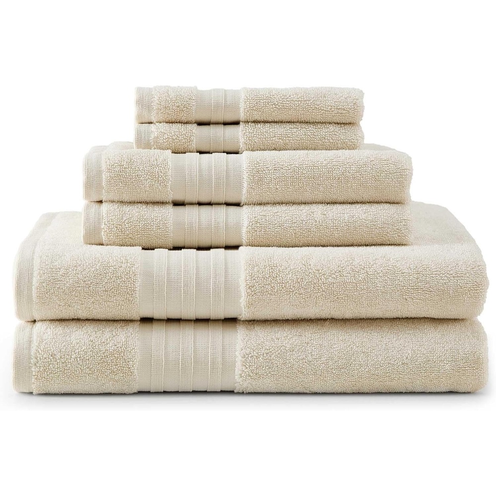 image:imageMartha Stewart Soft Cotton Washcloth Hand amp Bath Towel Set 6 PackSkyland Manor Beige