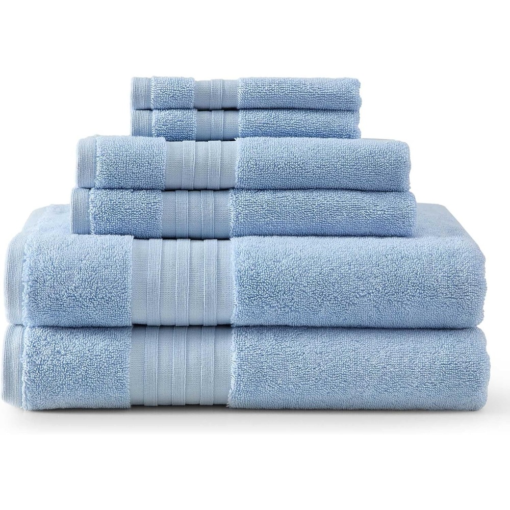image:imageMartha Stewart  Soft Cotton Washcloth Hand amp Bath Towel Set 6 PackSkyland Manor Blue