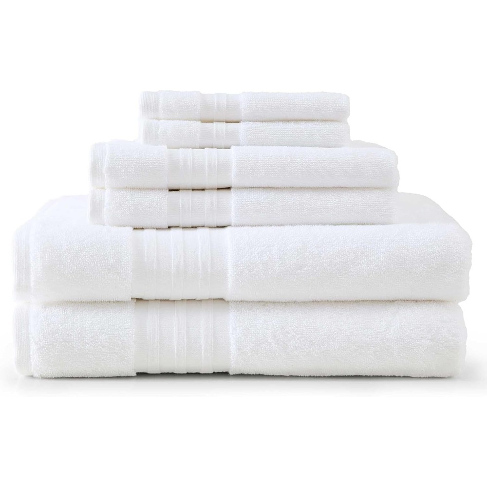image:imageMartha Stewart  Soft Cotton Washcloth Hand amp Bath Towel Set 6 PackSkyland Manor White